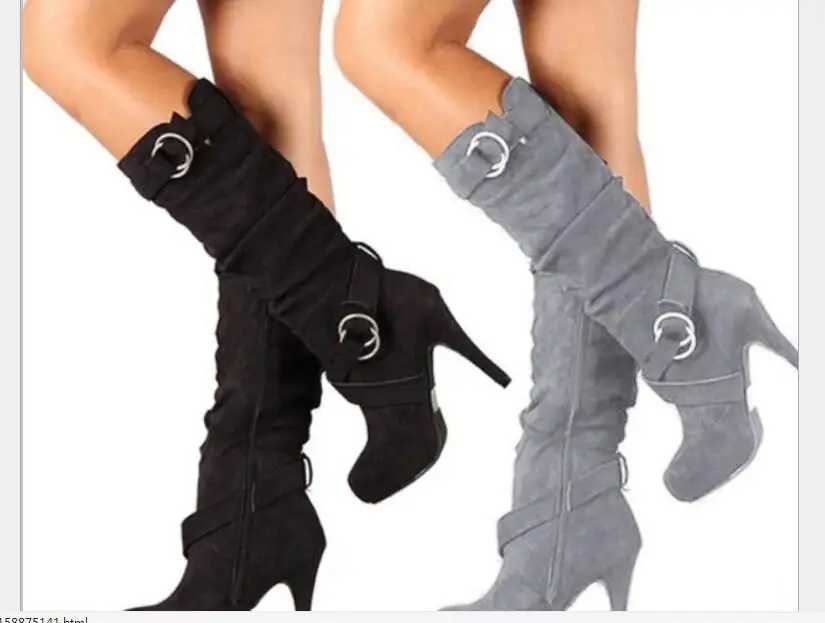 Winter Autumn Sexy Knee High Women Boots Thin High Heel Round Toe Platform Fashion Ladies PU Leather Boots Lady Shoes Large Size