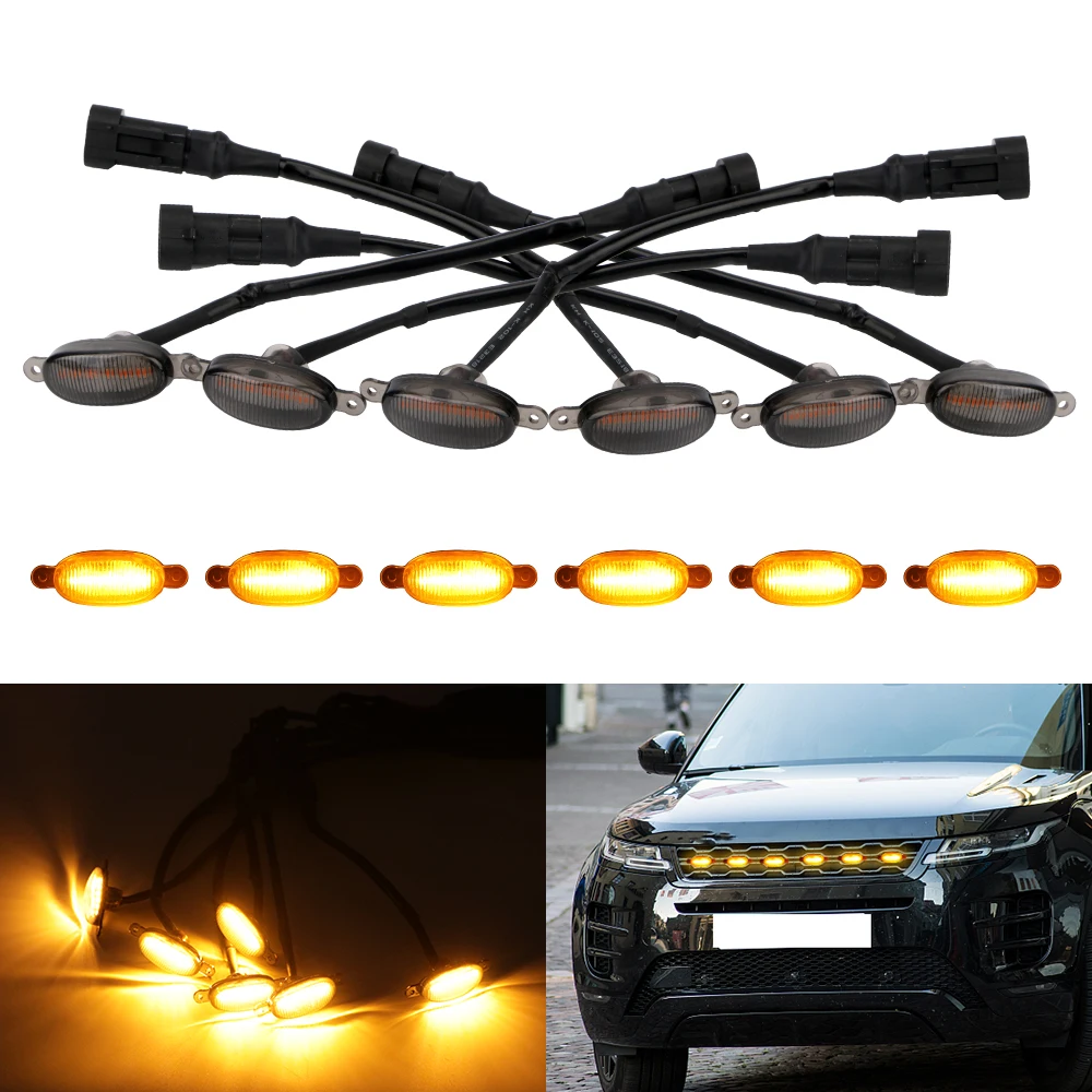 Car Eagle Eye Light 6 SMD 3030 Universal LED Amber Grille Lighting Kit 12V Front Grille Lighting