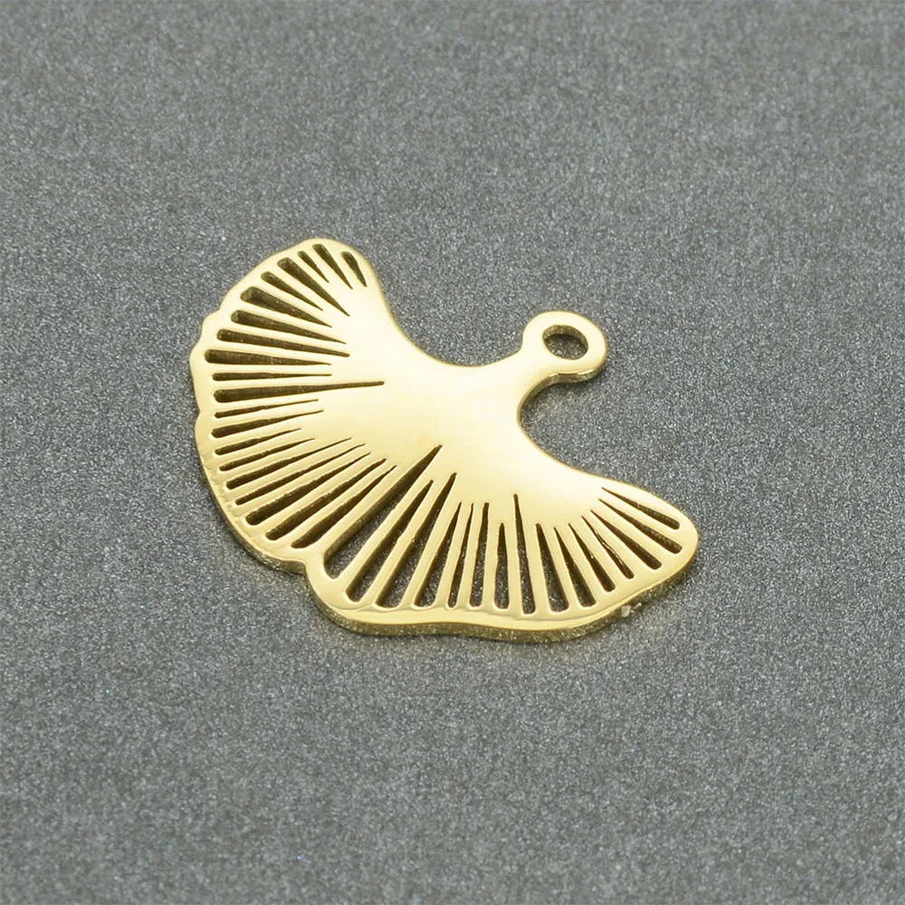 Miasol 2pcs 16x18MM 316L Stainless Steel Pendants Gold Hollow Ginkgo Leaf Charms For Dangle DIY Earring Necklace Making