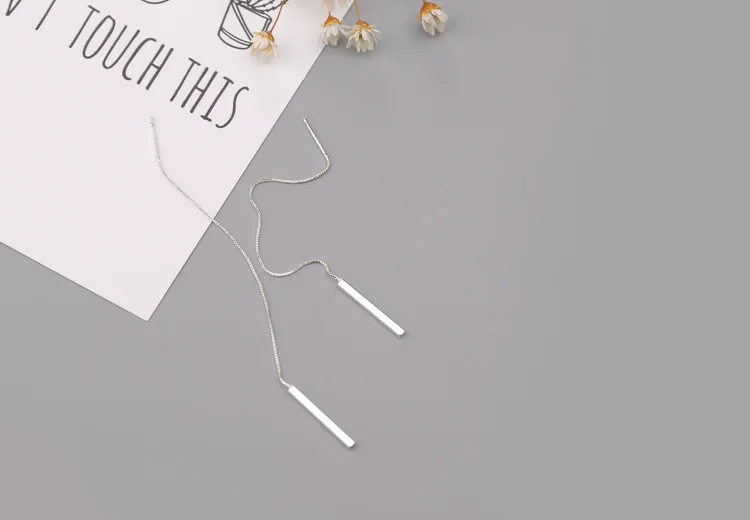 100% 925 Sterling Silver Long Drop Earrings for Women Wedding Party Gifts Sterling-silver-jewelry pendientes