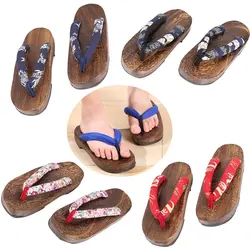 Chaussures de Cosplay pour Enfant, Pantoufles d'Été, Tongs Plates, Sabots de Samouraï, Sandales Geta en Bois, Kimono, Costumes Floraux