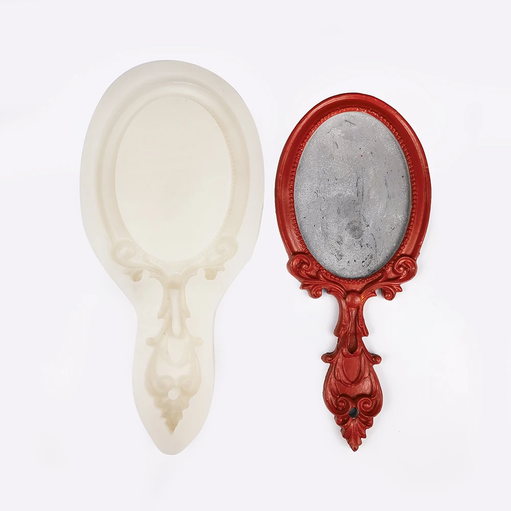 

F5887 Mirror Hand-held Silicone Moulds Candle Mold 3D Mirror Woman Makeup Clay Resin Moulds PRZY