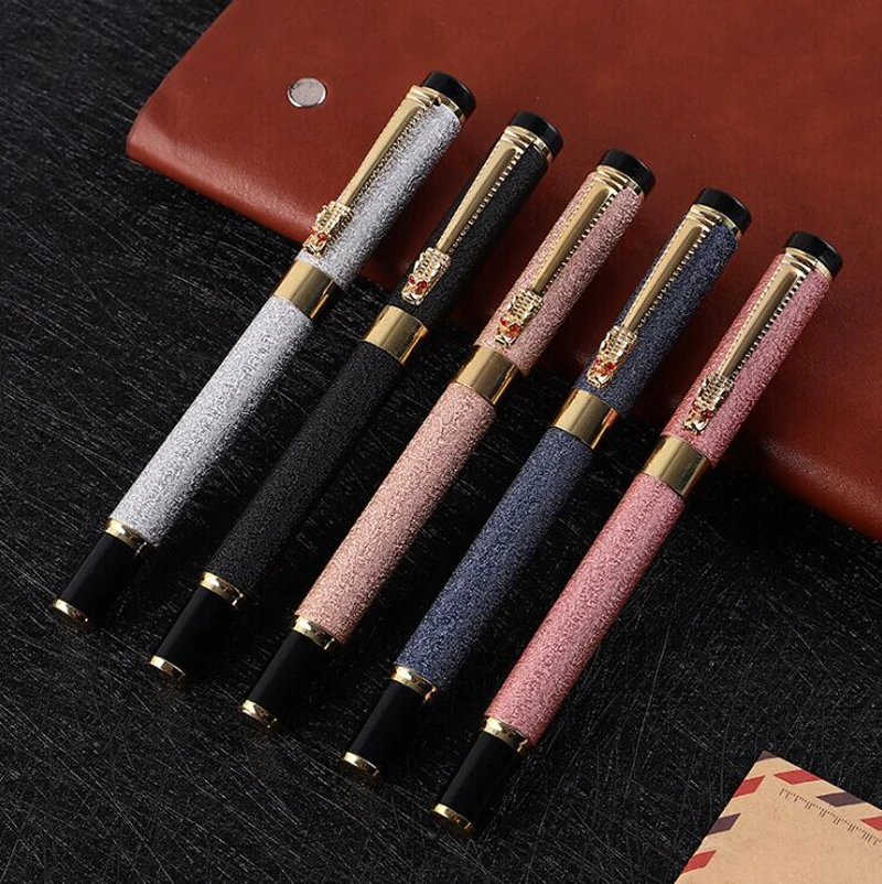 

20pcs Best selling elegant business Metal Fountain Pen Luxury Dragon Crystal Business Gift Writing Ink Pen