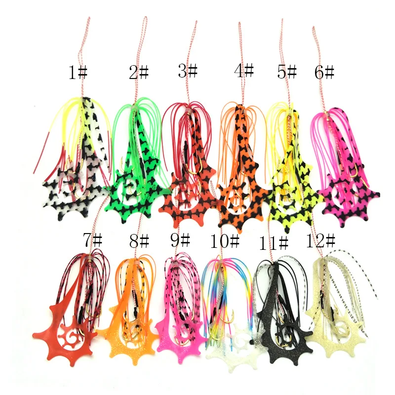 50pcs Pack Kabura Jigging Madai Assist Hooks Strong Tai Rubbers Silicone Skirts Filaments Ribbons Slider Jigs Tails Sinker 13#