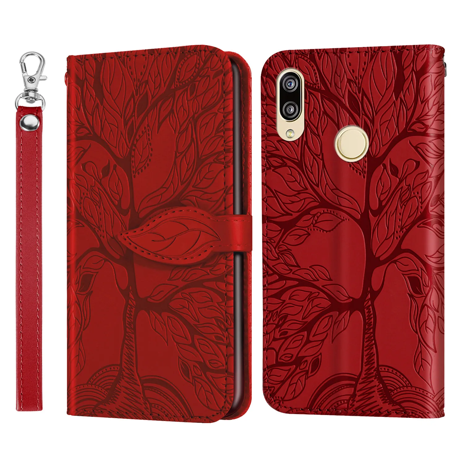 3D Tree Pattern Leather Flip Case For Huawei P20 P30 Pro P Smart 2020 Y6 Y7 Y9 Prime 2019 Honor 8A 8C 10 Lite Wallet Satnd Cover