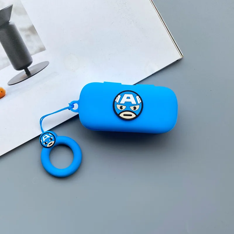 Desenhos animados Marvel fone de ouvido com anel cordão, fone de ouvido sem fio Bluetooth para QCY T5, silicone