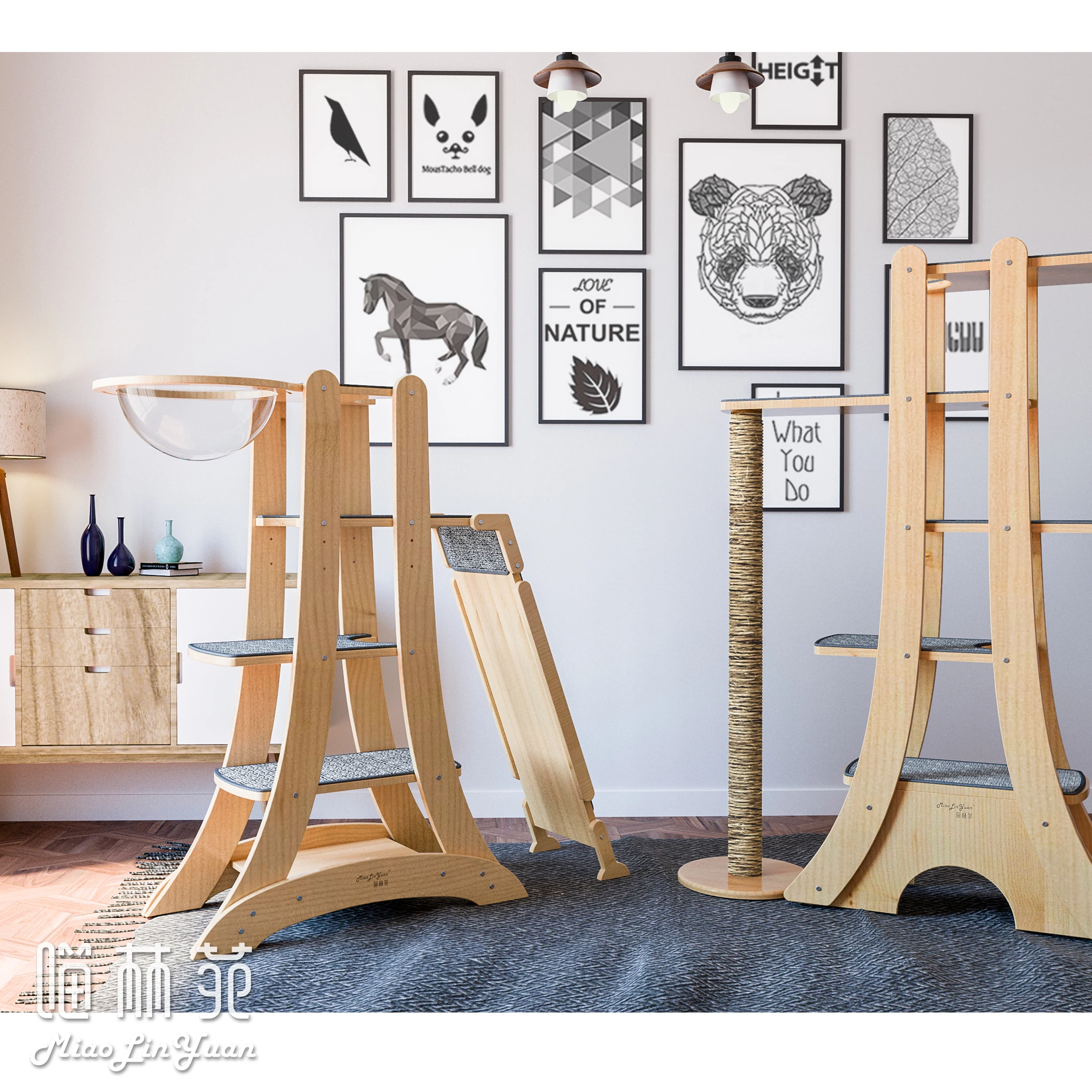 Solid Wood Cat Climbing Frame, Tongtianzhu Nest, Space Capsule Shelf, Tree Hammock, Multi-Layer, One Layer, Luxury