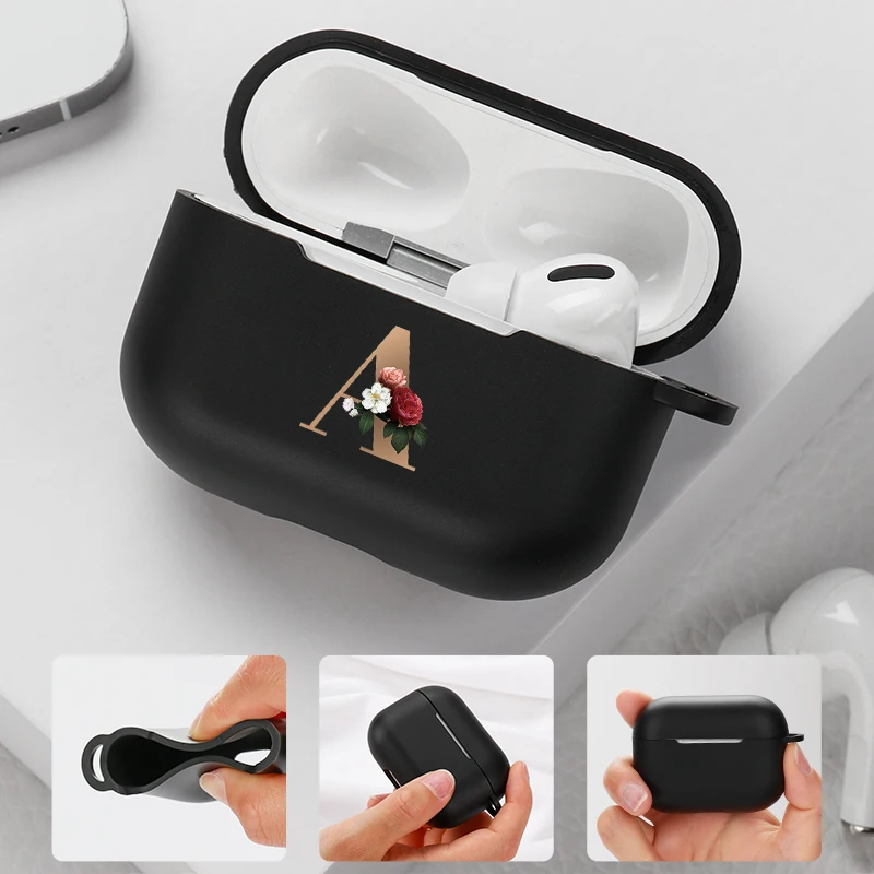 Śliczne kwiatowe złote litery Airpods 3 2 etui na Airpod Pro etui matowe silikonowe słuchawki Bluetooth pokrywa dla Apple Air Pods Pro Funda