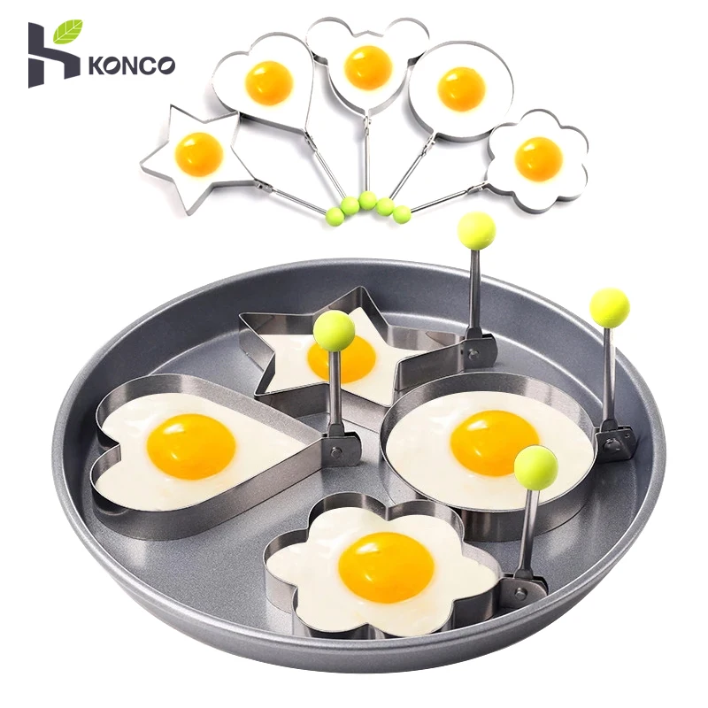 

Fried Egg Mold, Stainless Steel Frying Mould, Pancake Ring, Egg Tool, Star Love Flower Round Shape Egg Kitchen Cooking Tool