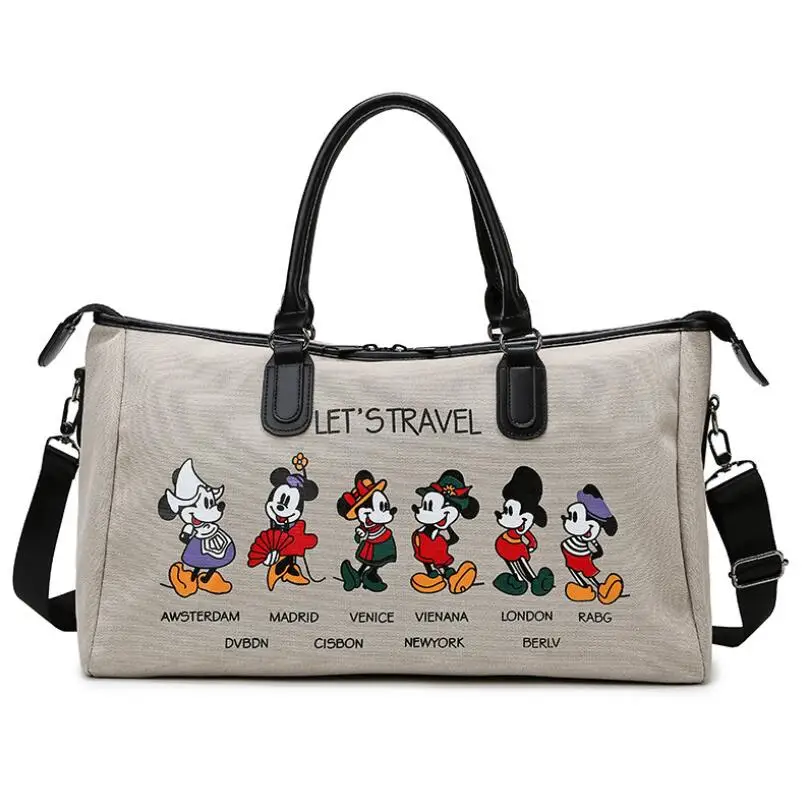 Disney Mickey Minnie Outdoor Mickey Mouse Cartoon Cute Canvas Bags Women New Large Capacity Single Shoulder Messenger Bag