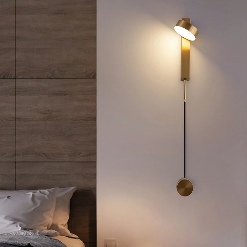 

Bedroom Bedside LED Wall Lamp Gold Creative Hallway Aisle Decor Long Line Wall Light Design with dimming switch