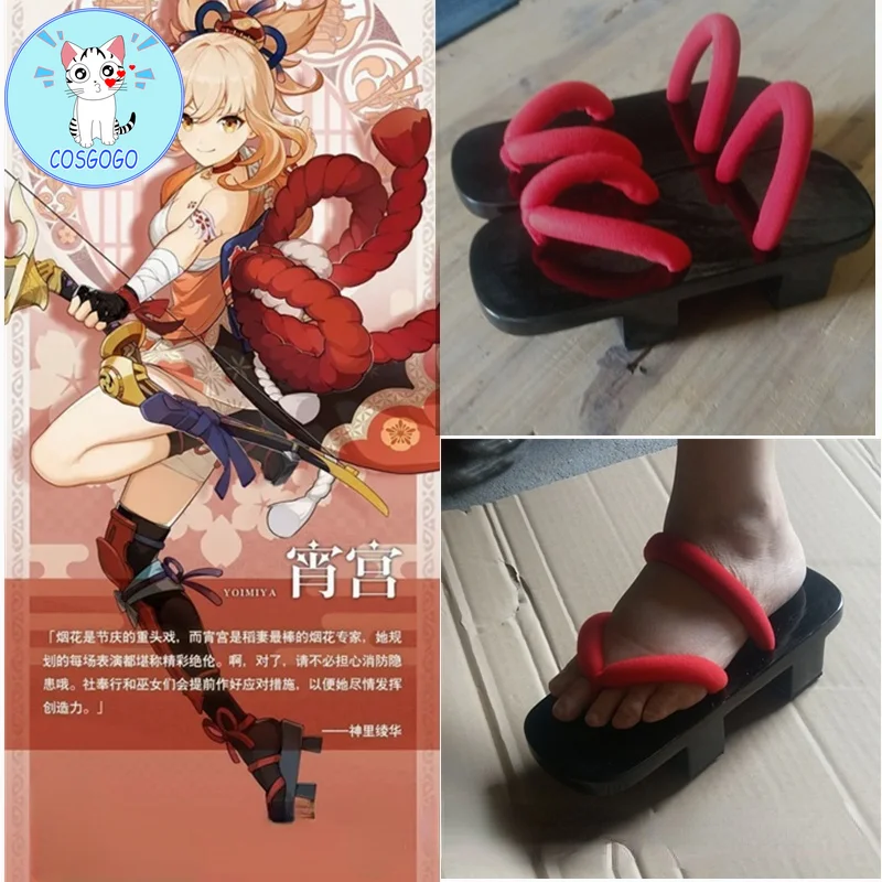 [ In stock] Hot Game Genshin Impact Yoimiya Shoes Cosplay Universal Fashion Combat Clogs Unisex Role Play Used Accessories