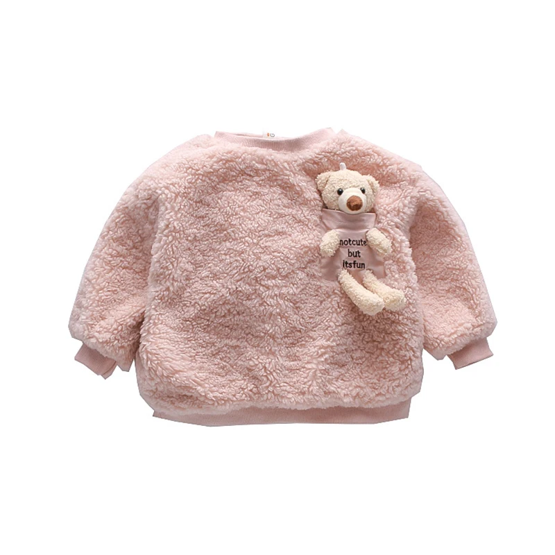 1 2 3 4 5 6 Year Baby Girls Sweatshirt Spring Autumn Warm Fleece Tops Cute Bear Pullover Children\'s Sweater Toddler Girl Clothes