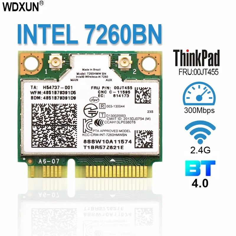 Mini carte Wifi pci-e pour ordinateur portable lenovo y510p, pour Intel wireless-n 7260 7260BN 7260HMW BT4.0, FRU:04X6011 00JT455