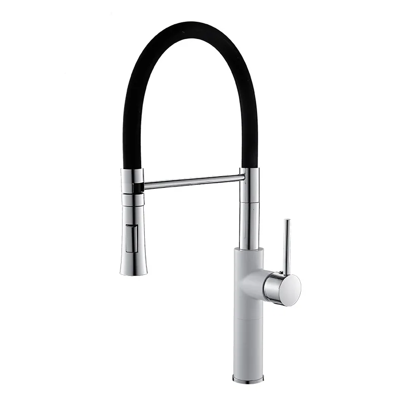 Kitchen sink Faucet white Chrome brass Spring pull down Sink Mixer Tap rotation kitchen mixer taps Kitchen Tap