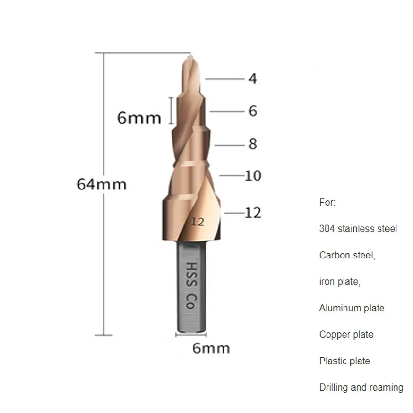 M35 5% Cobalt Step Drill Bit HSSCO Cone Metal Tool Hole Cutter4-12/4-20/4-22/4-25/4-32