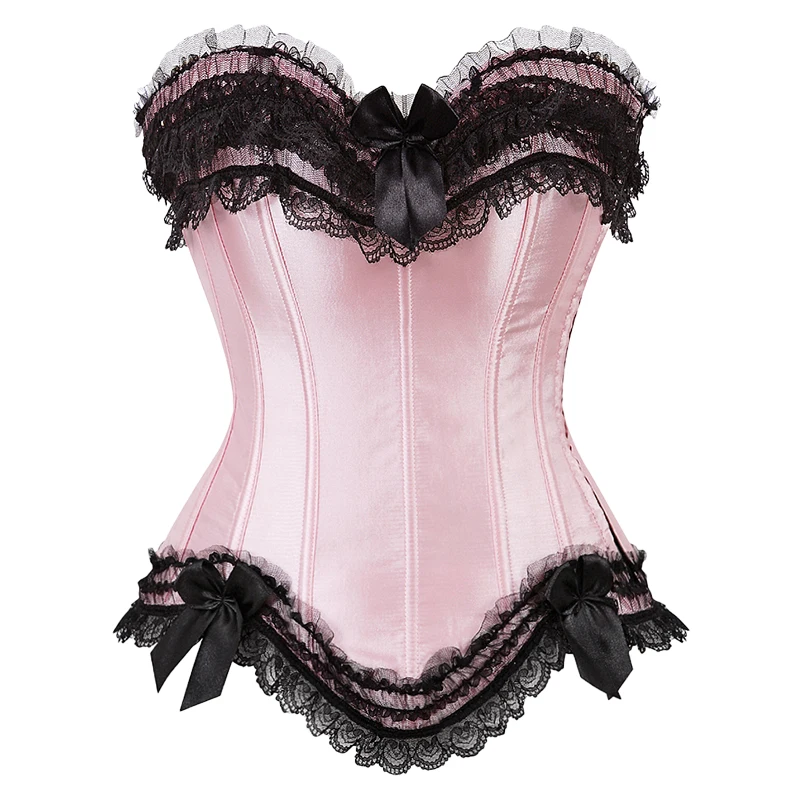 Corset Bustier Top for Women Burlesque Costume Plus Size Princess Corset Top Lace up Satin Corset Black White Purple Pink Corsé