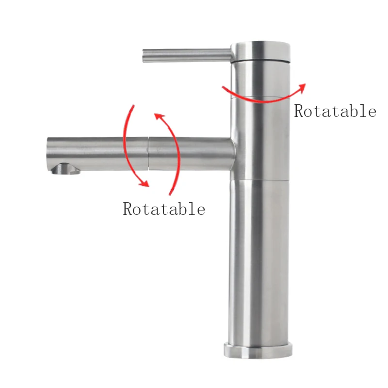 

Quality Bathroom Basin Faucet Simple Basin Faucet Cold Hot Mixer Crane Black Color 304 Stainless Steel Basin Taps Rotatble