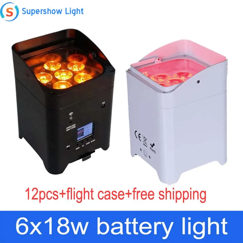 

12Pcs/Lot with Flight Case Flat Par Light LED Battery Par Light Uplight Event Wedding Light Supershow