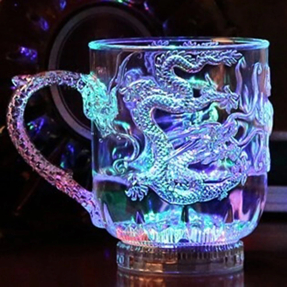 Novelty Magic LED Dragon Inductive Rainbow Color Cup Night Lights Luminous Multicolor Glow Supplies for Party Bar Decor Lamp