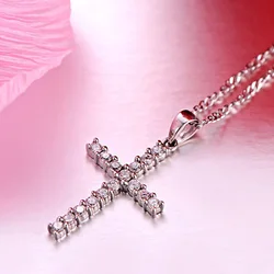 European American Style Fashion Personality Cross Rhinestone Pendant Necklace Snake Bone Chain Full Rhinestone Jewelry Women