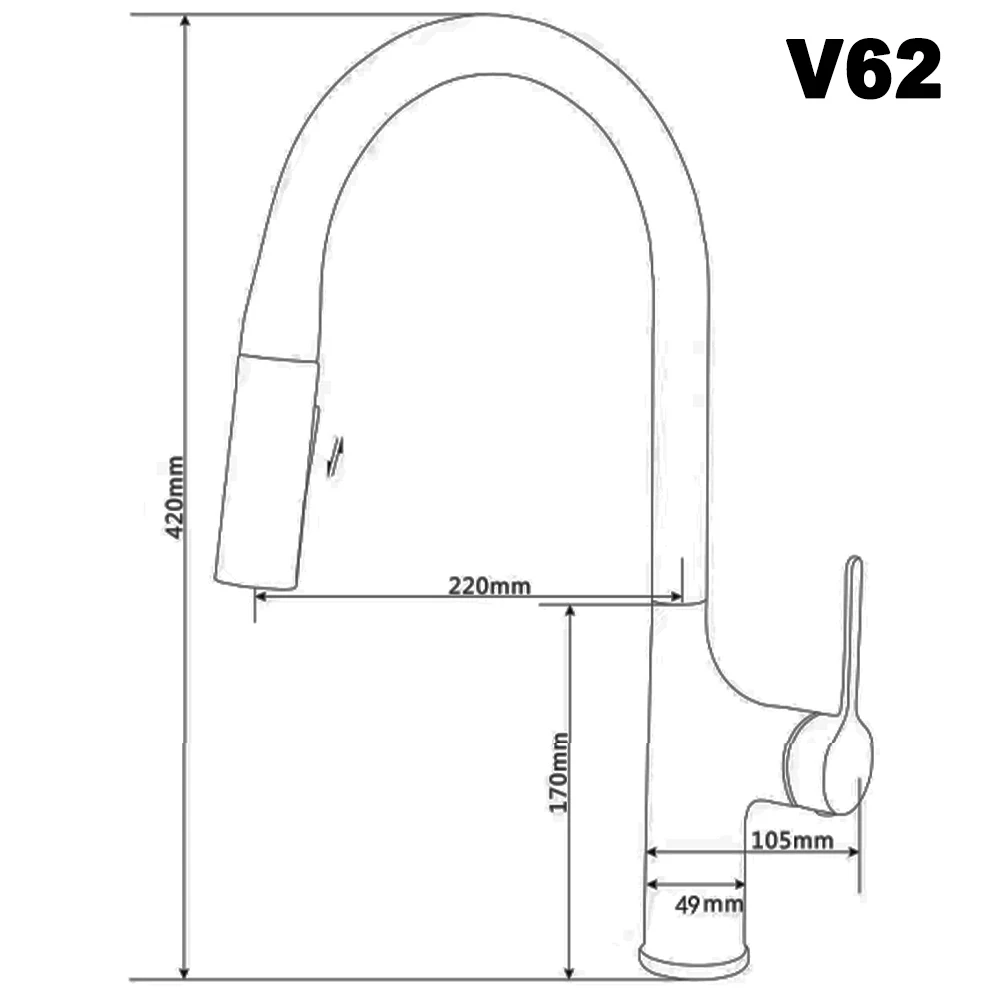 Kitchen Faucet Brass Deck Mounted Hot And Cold Water Single Handle Pull Out Mixer Two Function Pull Out Taps