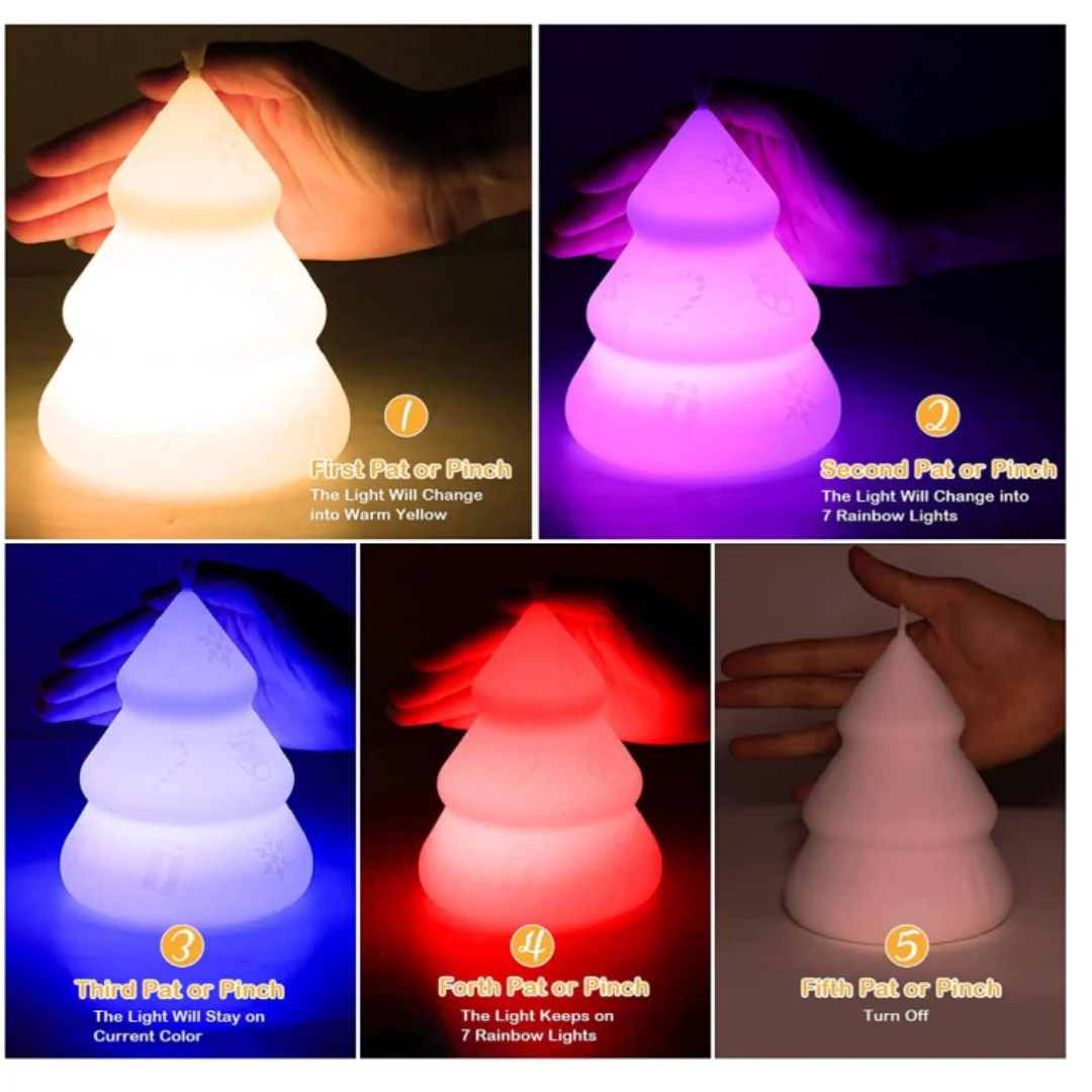 Rechargeable LED Table Lamp, Night Light, 7 Colors, Changing, Christmas Decoration