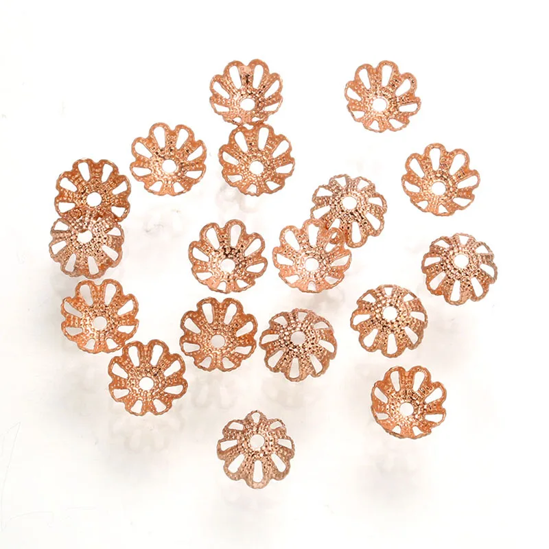 50 pcs 7mm Brass Flower bead cap Hollow Spacer Bead high quality DIY for Jewelry Making Bracelet Findings Accessories