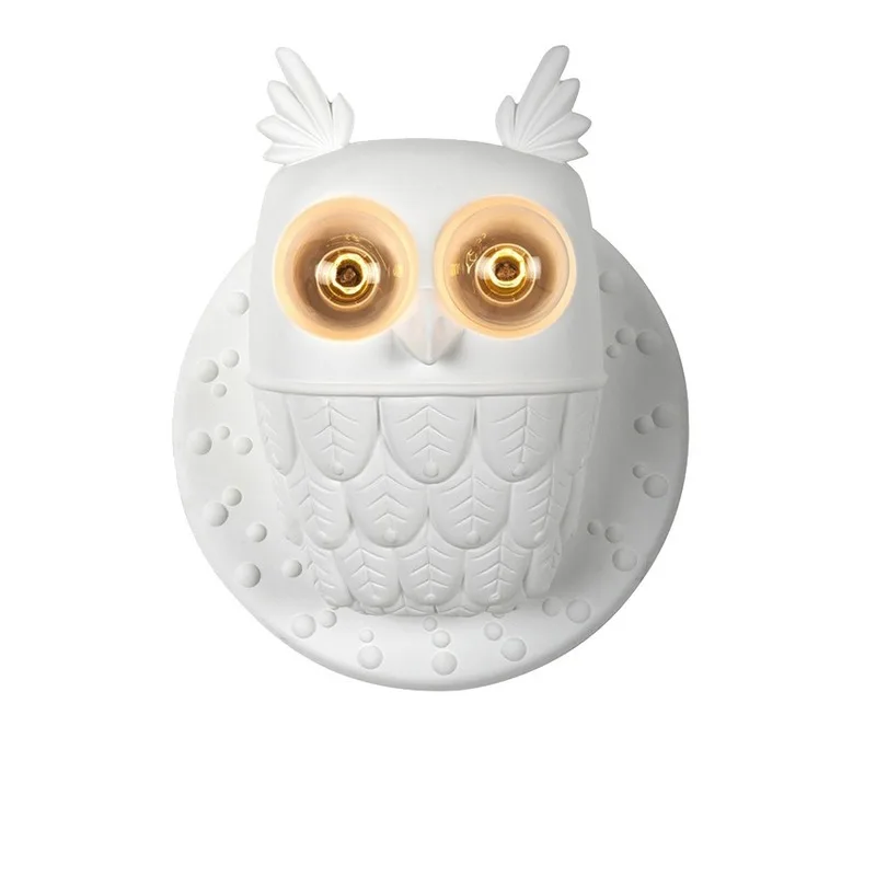 

European personality creative resin owl wall lamp bedroom bedside aisle decoration home living room porch wall lamp