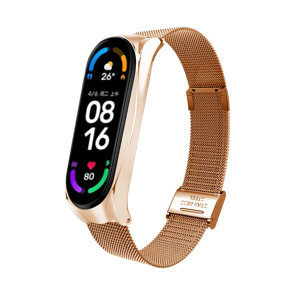 Pulseiras de relógio para mi banda 6/5/4/3 substituição pulseira para xiaomi mi banda 6 5 4 3 aço inoxidável metal pulseira accessorios