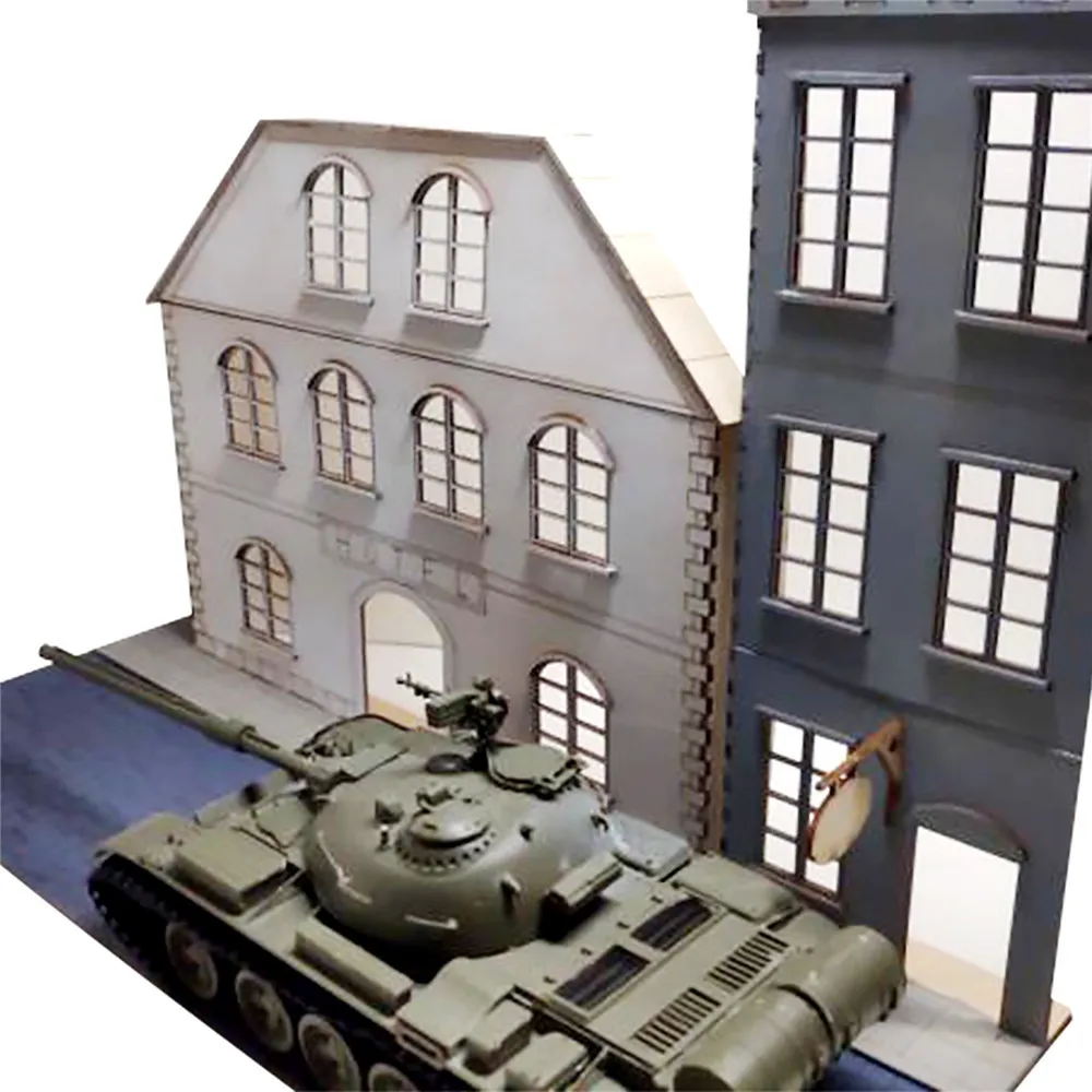 DIY 1/35 European Urban Street Scenes Diorama Wooden Assembly Model Kit Scenery Sand Table Model Parts DIY Accessories