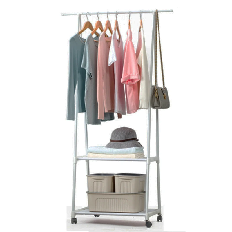 

Removable Bedroom Hanging Clothes Rack with Wheels Floor Standing Coat Rack Multi-function Modern Triangle Coat Wardrobe Hanger