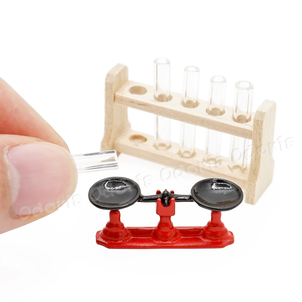 Odoria 1:12 Miniature Test Tube Rack and Scale for Labs Set Laboratory Study Room Dollhouse Accessories Doll House Decoration