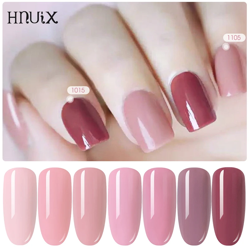 HNUIX 7ML paint Gel varnish Pink colors Gel nail polish set for DIY manicure Top Base coat Hybird nail design Art primer