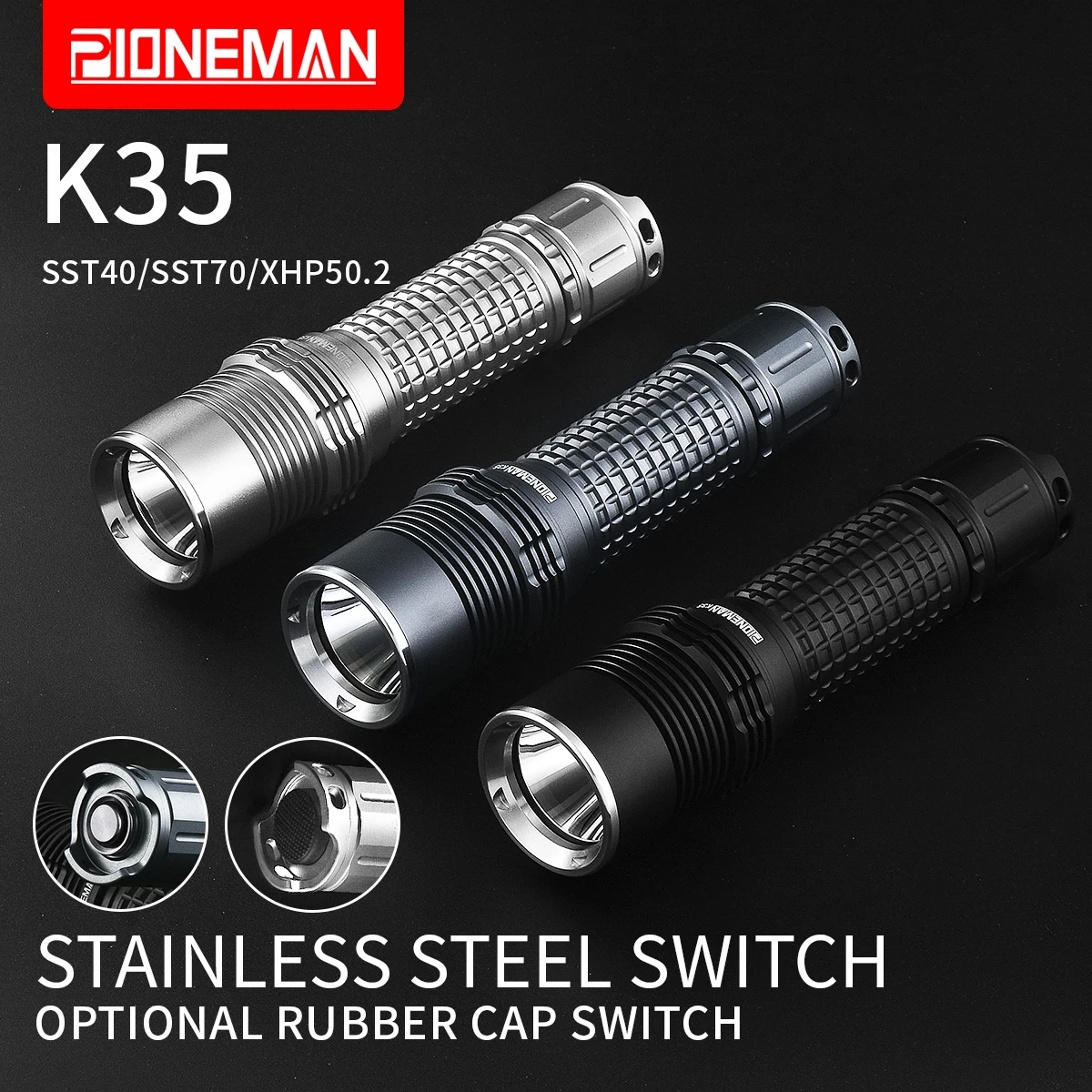 Pioneman-Lampe de poche K35, nouveau, pratique, LED en option, SST40/SST70/XGardens 50.2