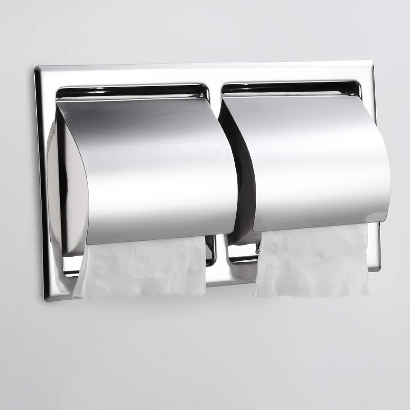 Roll Holder Storage Bathroom Paper Towel Holder Stainless Steel Square Wall Mount Toilet Paper Holder Tissue Box Holder