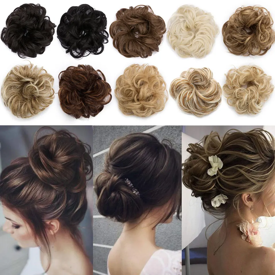 S-noilite Synthetic Elastic Band With Hair Curly Chignon Hair Women Drawstring Ponytail Hairpieces Black Brown Blonde Hairpiece