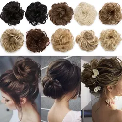 S-Noilite Tổng Hợp Thun Có Tóc Xoăn Chignon Tóc Nữ Dây Rút Đuôi Ngựa Đồ Kẹp Tóc Nâu Đen Tóc Vàng Bộ Tóc Giả