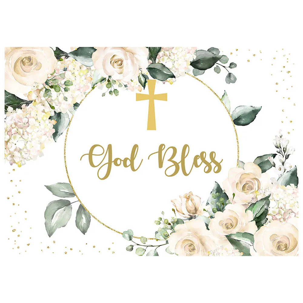 Mocsicka Рождественский фон для новорожденных крестины мой первый Причастие золотой крест фон для фотостудии Цветы Листья