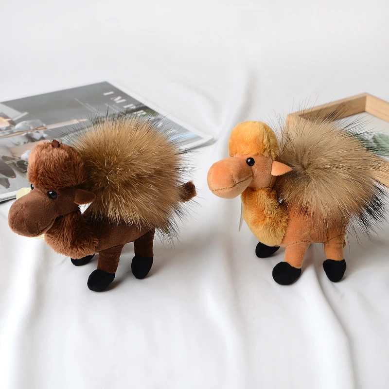 Fur fox fur camel key chain desert alpaca doll fur ball bag pendant high-end car key chain creative gift children toy gift