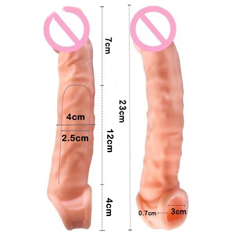 Real Penis Extender Reusable Condom Delayed Ejaculation Penis Sleeve Dick For Male Dildo Lengthening Extender Passionate Sex Toy