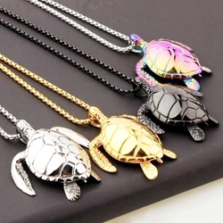 NewTrendy Animal Turtle Pendant Necklace Women Necklace Metal Sliding Colorful Turtle Pendant Necklace Accessories Party Jewelry