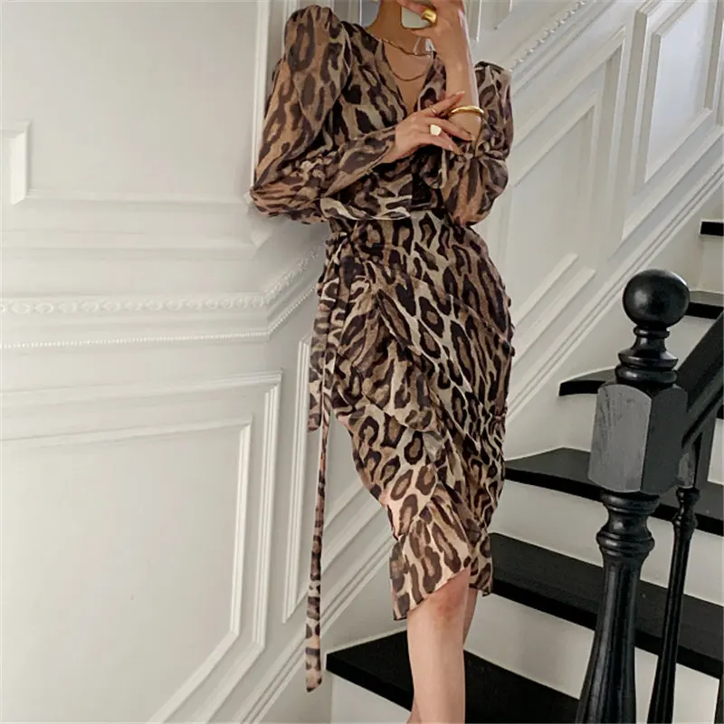 Alien Kitty Retro Chic Sexy Slim Leopard Female Animal Printed High Waist 2021 Dresses Streetwear Summer Office Lady Vestidos