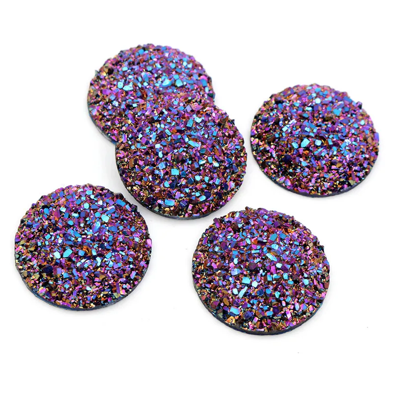 New Fashion 10pcs/lot 20mm 25mm Multi-Colors Natural Ore Flat Back Resin Cabochon Cameo Base Accessories For Jewelry Findings