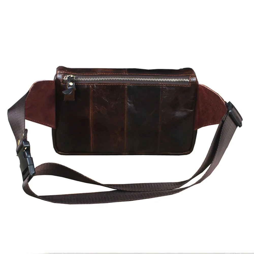 High Quality Real Cowhide Hip Fanny Belt Pack Pouch Single Shoulder Cross Body Bags Men Genuine Leather Bum Waist Chest Bags