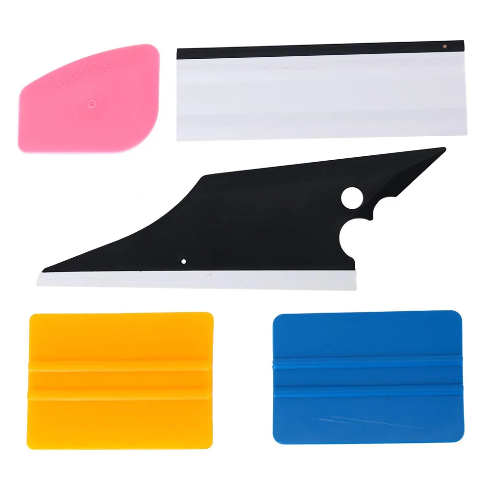 5Pcs Rubber Squeegee Scraper Car Vinyl Film Decals Installation Auxiliary Tools Wrapping Window Tints Vehicle Windshield Tools