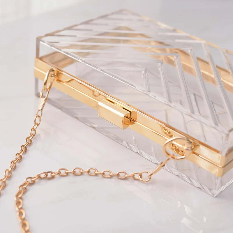 Transparent Bag Woman Luxury Handbags Designer Evening Clutch Clear Purse Crossbody Shoulder Acrylic Wedding Thick Strap Bag