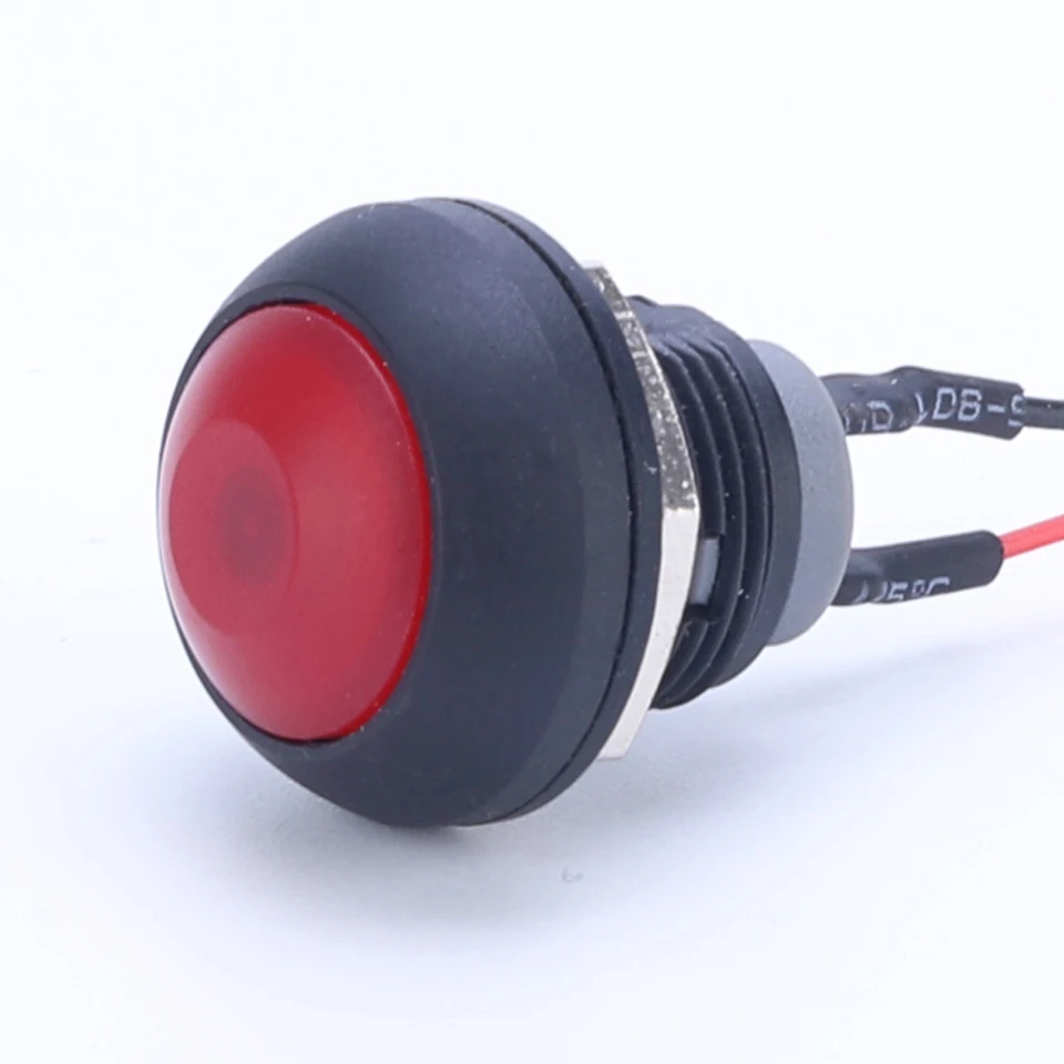 Discount Small 12mm Wired Red Domed Plastic Momentary ON Mini Waterproof Doorbell Push Button Switch