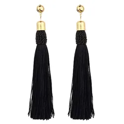 Bohemian Long Tassel Dangle Earrings For Women Red Black Silk Fabric Drop Statement Earring Ethnic Fashion Jewelry Gift