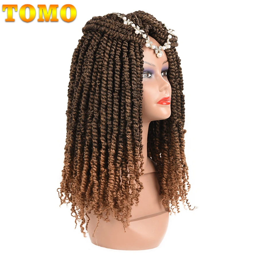 TOMO Passion Twist Synthetic Crotchet Hair 18 inch Long Handmade Crochet Braids Ombre Black Brown Fluffy Braiding Hair 12 Roots